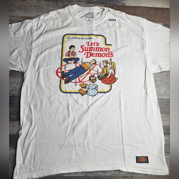 HALLOWEEN Steven Rhodes Let's Summon Demons White Graphic Tshirt XL - Picture 2 of 8